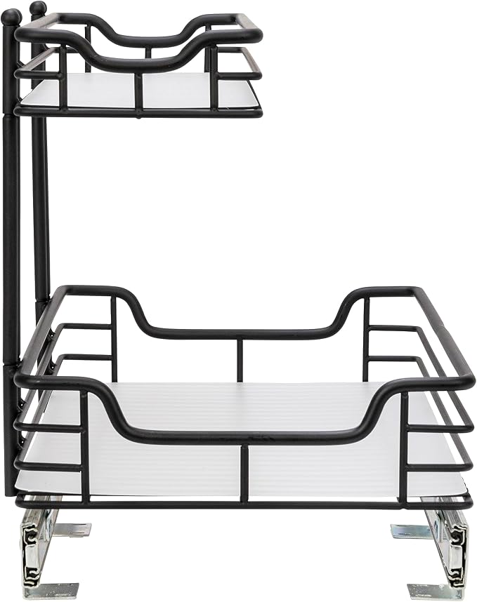 Household Essentials Matte Black Powder-Coated Steel Undersink Pull-Out Organizer with Plastic Accents - Image 6