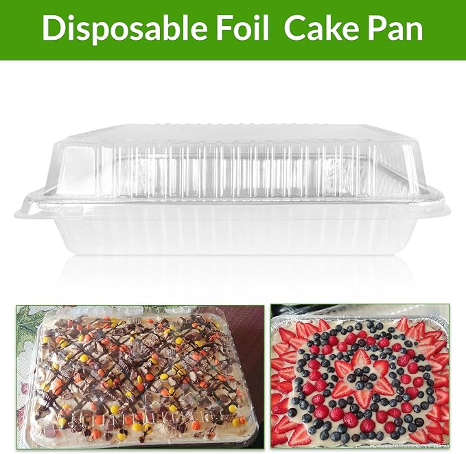 KitchenDance Disposable Silver 13" x 9" x 2" Aluminum Cake pans with Lids - 80 Ounces Rectangular Baking Pan Perfect for Cakes, Casseroles - Non Stick Pan for Baking, Storing, Preparing Food, 12 sets - Image 7