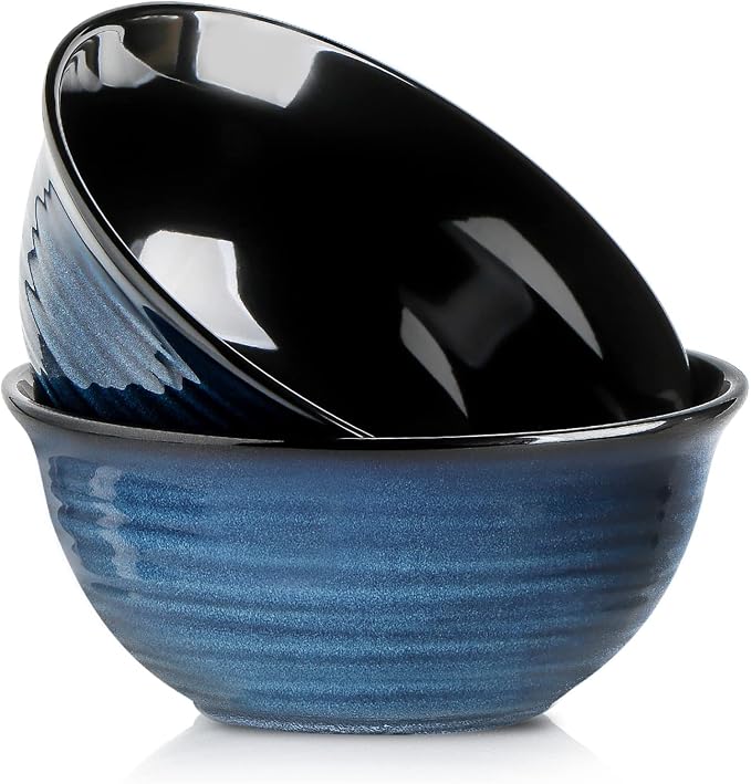 HASENSE Ceramic Serving Bowls, 9 Inch Large Salad Bowls for Kitchen, 84 Ounce Mixing Bowl Set of 2, Ideal for Soup Pho Pasta Popcorn, Dishwasher & Microwave Safe(Blue) by Hasense