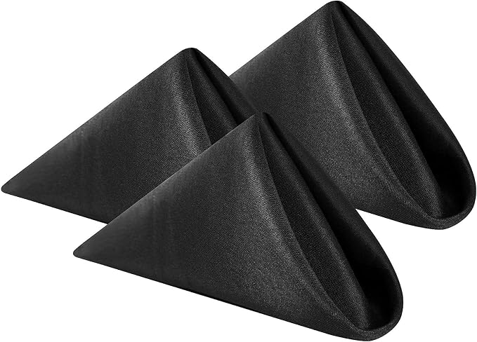 Cloth Napkins 20x20 inch Washable Polyester Dinner Napkins Soft Table Napkins for Wedding Party Dining Banquet(Black,25PCS) by Cupuamon