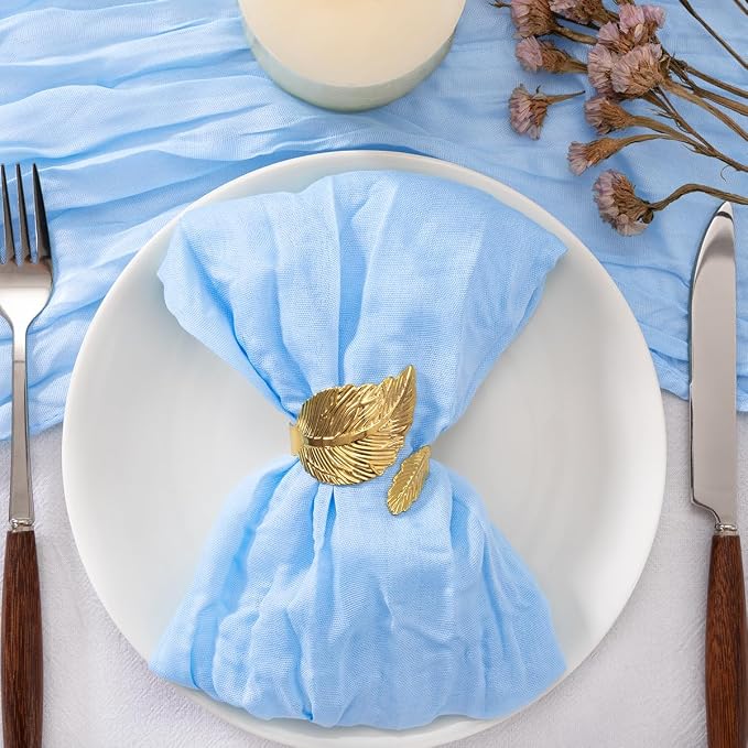 Light Blue Cheesecloth Napkins Blue Cloth Napkins Bulk,Set of 50 | 21''x21'',Washable Boho Table Gauze Fabric Napkins,for Wedding Baby Bridal Shower Dinner Party Decor - Image 2
