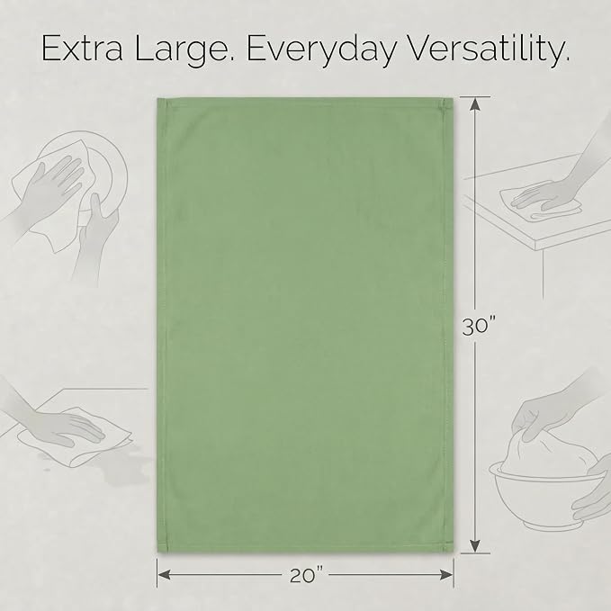 Urban Villa Kitchen Towels Cotton Dish Towels 20”x30” (Set of 6) Green - Image 3