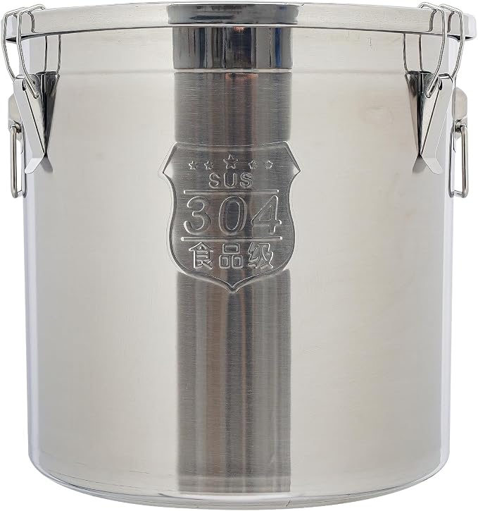 DYNAMI 12.7Gal 304 Stainless Steel Rice Storage Container,Extra Large Food Grade Canister,40-90Lbs Sealed Rice Bucket with Airtight Lid and Locking Buckle,for Rice, Flour, Grain (48L) - Image 6