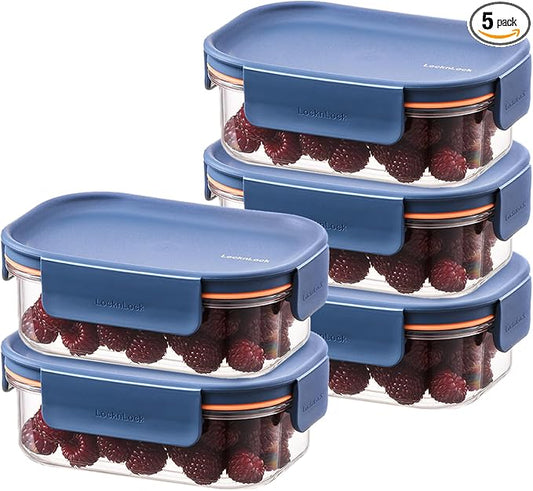LocknLock Tritan Plastic Bisfree Modular Plus Food Storage Container Set, 10-Piece Set, BPA-Free, Modular Stacking, Tritan, Navy by LocknLock