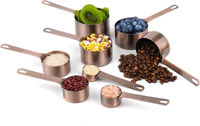 Copper Plated Measuring Cups and Spoons set 18 for Dry & Liquid, Metric & US Stainless Steel Measuring Cup and Spoon Set with Leveler for Baking & Kitchen - Image 3