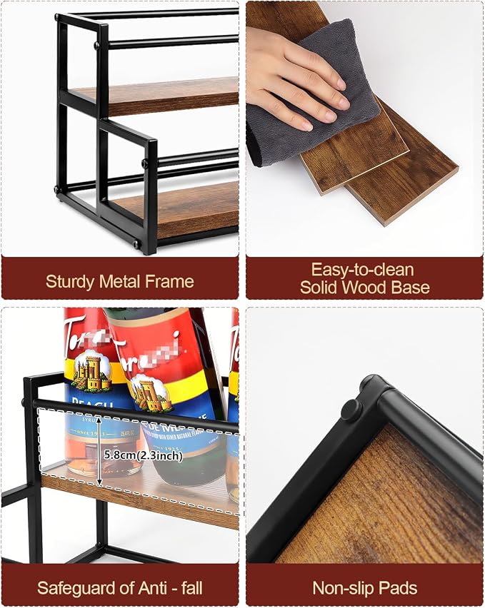 2 Pack Coffee Syrup Organizer Stand, 2-Tier Syrup Holder Rack for Coffee Bar Accessories & Liquor Bottle Display Shelf, Space-Saving Coffee Station Organizer for Syrup, Liquor, Dressing - Image 5