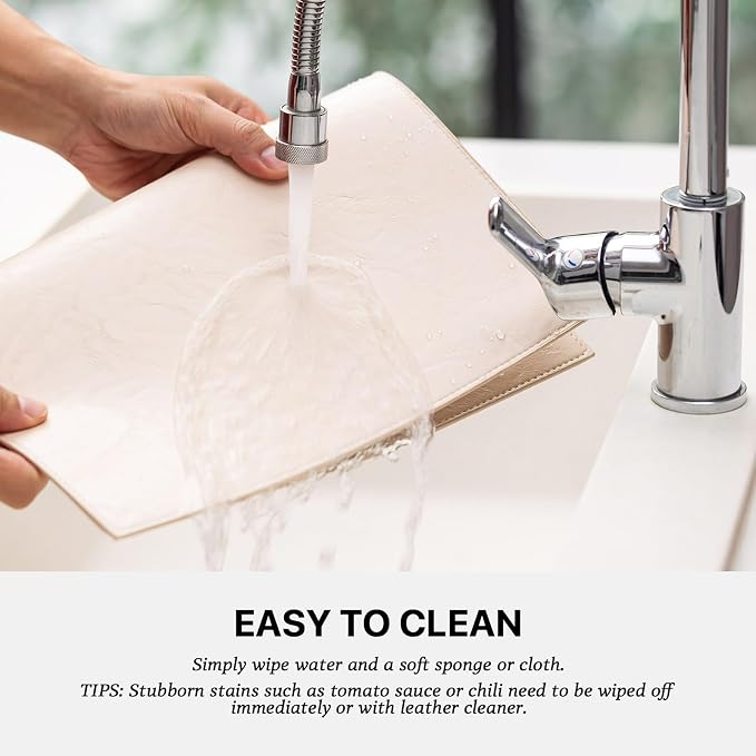 Baroyal Faux Leather Placemats Set of 4 Vinyl Washable Wipeable Table Mats for Kitchen Dining Table Heat Resistant Waterproof Modern Indoor/Outdoor Placemats Non-Slip Easy Clean Place Mats (Nude) - Image 3