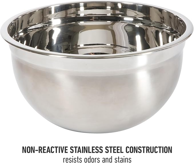 Calphalon Orbit Mixing Bowl Set, 3-Piece Stainless Steel Mixing Bowls(1.5 Qt, 3 Qt, 5 Qt) with Acacia Wood Lids & Non-Slip Base, Kitchen Prep Bowls for Mixing, Serving & Food Storage - Image 4