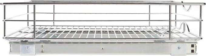 Home Zone Living Pull Out Kitchen Cabinet Organizer | Steel Frame with Handle for Easy Access, 21" x 20" x 5.55", Chrome - Image 8