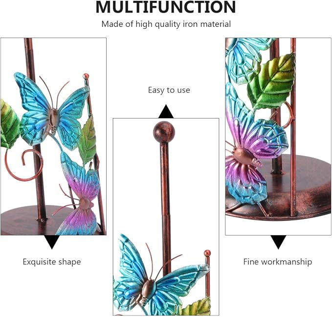 Cabilock Wrought Iron Butterfly Paper Towel Holder Metal Tissue Rack Freestanding Napkin Storage for Kitchen Bathroom Dining Countertop - Image 7