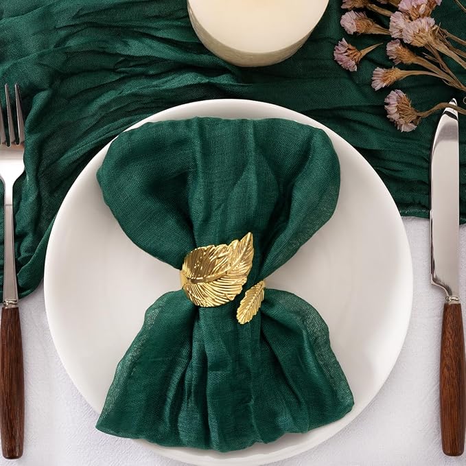 Cheesecloth Napkins Emerald Green Cloth Napkins Bulk,Set of 50 | 21''x21'',Washable Boho Table Gauze Fabric Napkins,for Wedding Baby Bridal Shower Dinner Party Decor - Image 2