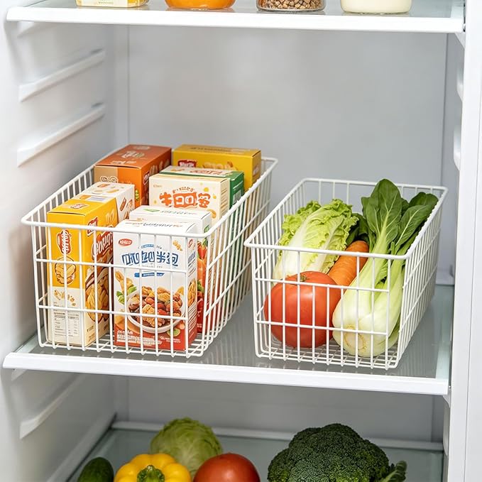 Orgneas Freezer Organizer Bins, Vertical Sides Wire Freezer Baskets for Upright Freezer, Chest Freezer Organizer Deep Freezer Storage Containers for Foods, Snacks, Vegetables, Fruits, Set of 6 - Image 4