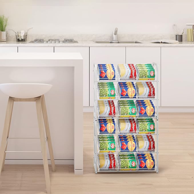 BTY Can Organizer for Pantry Stackable Can Rack Organizer 2 Pack Stacking Can Storage Dispensers 3 Tier Small Space Holds up to 36 Cans for Pantry, Kitchen, Cabinet White - Image 6