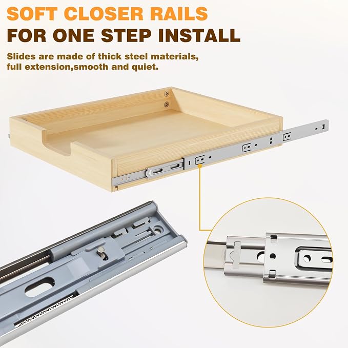 Pullout Cabinet Organizer, 17''W×21''D×3''H Slide Out Shelves for Kitchen Cabinets, Pull out Drawers for Kitchen Cabinets, Pantry, Bathroom, & Storage Organization - Image 3