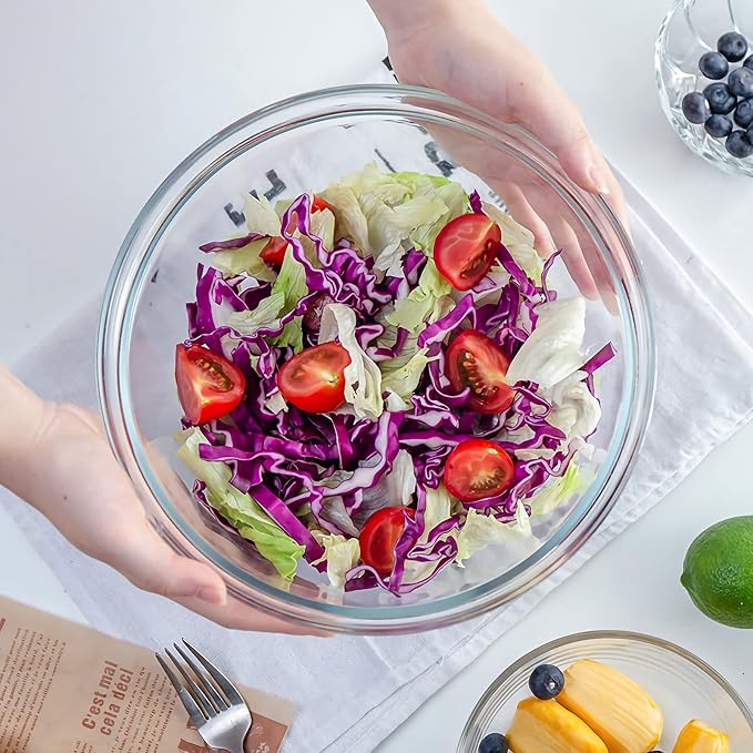 Luvan Glass Mixing Bowl with Airtight Lids, (1QT, 1.5QT, 2.5QT, 3.7QT), 8-piece Kitchen Salad Bowls Clear Nesting Big Cooking Bowl, Microwave Oven Safe for Meal Prep,storage,Baking,Serving - Image 7