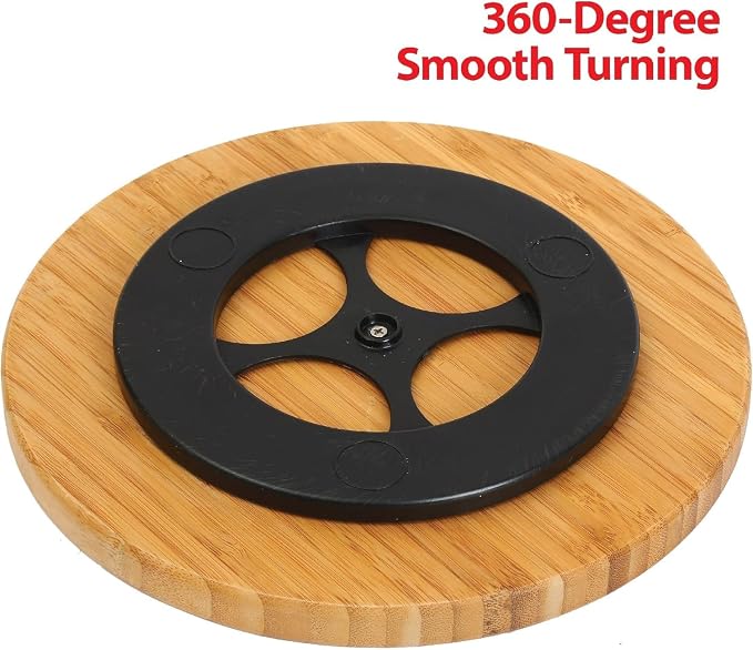 YBM Home Bamboo Wooden Non-Skid Lazy Susan Turntable Fully Rotating Pantry Cabinet - Image 3