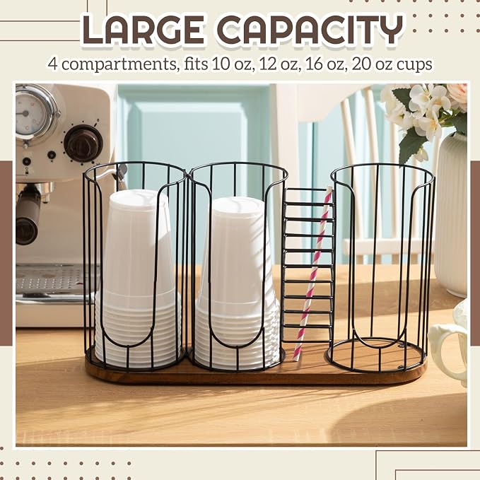 18oz Coffee Cup & Lid Dispenser with Base(4-compartment Single, Color 1) - Image 3