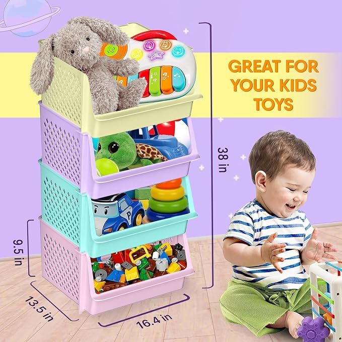 Large Stackable Storage Bins Open Front for Pantry Storage, 8 Pack - Multi | Sturdy Plastic, Easy Stacking, Open Front Access, Ventilated Sides, Vertical & Space Saving Pantry Organizers and Storage Bin - Image 4