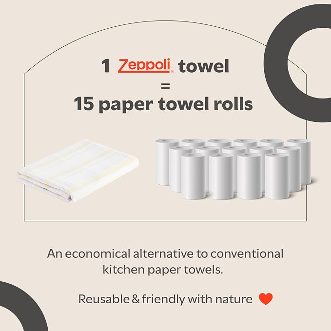 Zeppoli Classic Kitchen Towels - 6 Pack 100% Natural Cotton Towel Set, Reusable Wash Cloths, Absorbent Dish Towels, Machine Washable Hand Towels, Kitchen Essentials, 20” x 28” - Pastel VAR - Image 6