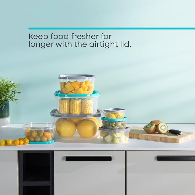 FiNeWaY 7pc Nesting Stackable Food Storage Containers Box with Airtight Lids BPA Free Lunch Snack Meal Boxes Kitchen Reusable Organiser Portion Control - Image 4