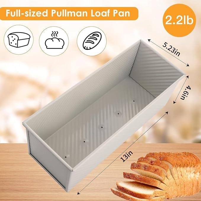2-Pack 13x5 Pullman Loaf Pan & Lid, Aluminized Steel, Nonstick - Image 7