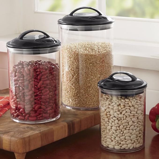 Food Storage Containers, BPA Free Airtight Canisters for Cereal, Pasta, Sugar, Coffee, Flour, Cookies, Loose Tea, for Kitchen Organization by Reston Lloyd, Set of 3, Charcoal Gray - Image 7