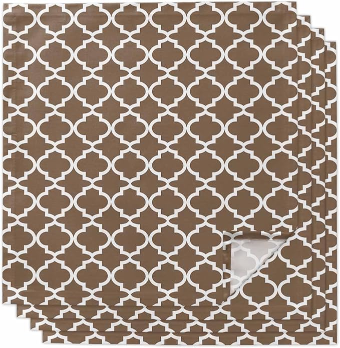 Cloth Napkins Set of 4-20x20 Inches, Brown Moroccon Washable Reusable Table Napkins, Retro Country Minimalist Abstract Motifs Soft & Absortbent Dining Napkin for Party Wedding Hotel Restaurant by Unknown