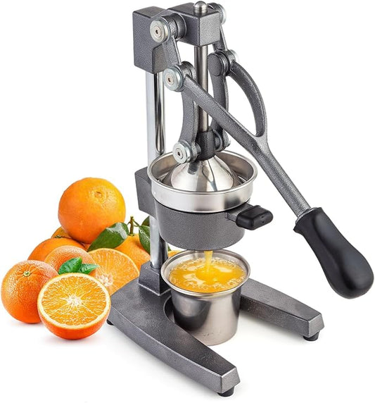 Manual Cast Iron Juicer, Gray Lemon Citrus Squeezer | Detachable Cone, Free Stainless Steel Cup, Extracts Juice from Lemons, Oranges and Grapefruits, Easy to Clean by BAMBROX