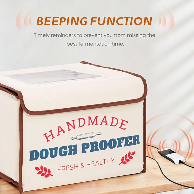 Bread Proofing Box with Heater 50-130°F 3-Sided Heat 24H Timer | Foldable heated fermentation box maintains 50-130°F with 3-sided heat for sourdough starter, pizza dough, yogurt and more - Image 3
