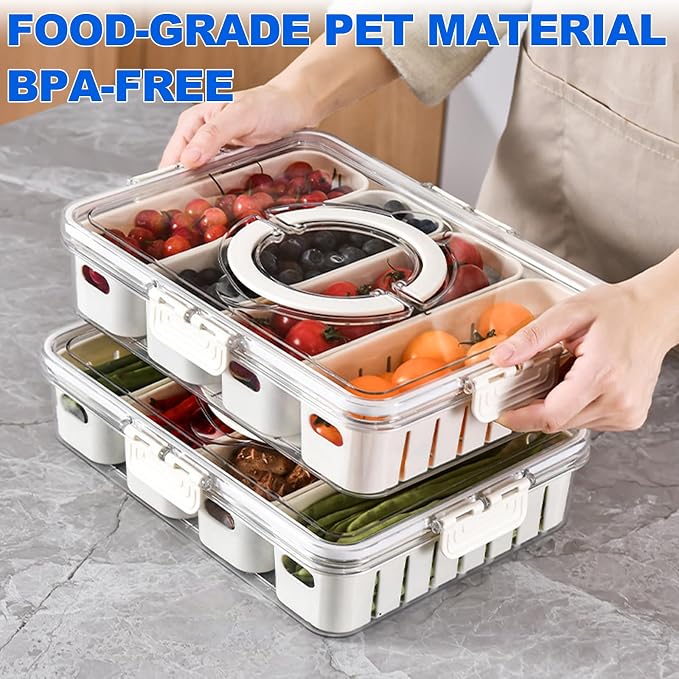Fruit Storage Containers for Fridge with Lids, Handle and 2 Removable Colanders, Portable Refrigerator Fruit Organizer Bins, BPA-Free Fresh Produce Saver & Food Box for Food, Vegetable, Egg Storage - Image 4