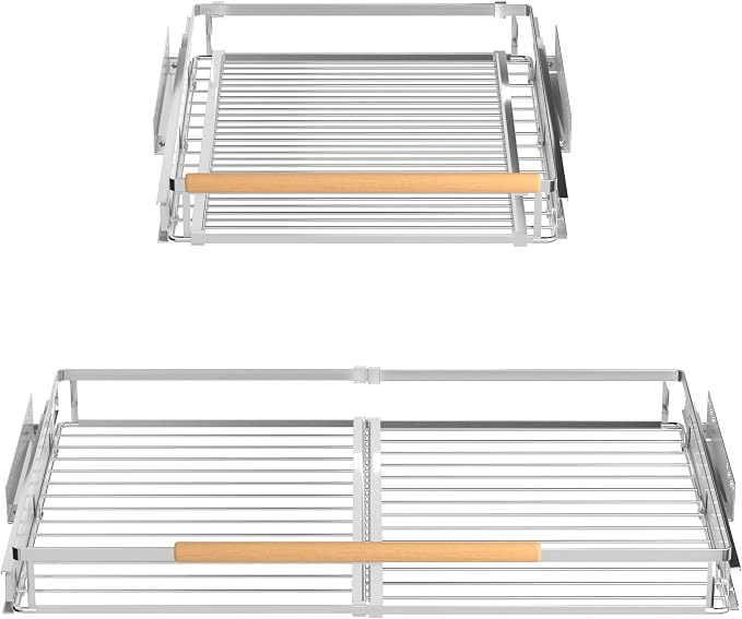 2 Pack Pull Out Cabinet Drawer Shelf Organizer, Extendable Sliding Slide Out Pantry Shelves Storage Heavy Duty for Kitchen Cabinets Under Sink, Adjustable Width 17.1~28" W x 22.4" D - Image 8