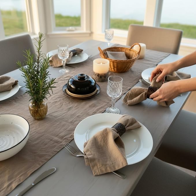 Linen Napkins –100% French Flax – Stonewashed Pure Linen Cloth Napkins - Size 18 Inch x 18 Inch – Set of 4 (Natural Rustic Taupe) - Image 8