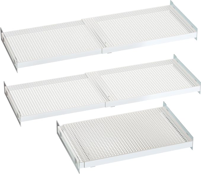 Expandable Closet Shelves, 3 Pack Adjustable Metal Closet Organizers and Perforated Storage Shelves for Wardrobe, Kitchen Pantry, Shoe Rack, (White,11.8" D x 17"-31" W,3PCS) by SlimmKISS