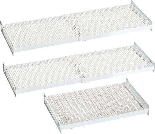 Expandable Closet Shelves, 3 Pack Adjustable Metal Closet Organizers and Perforated Storage Shelves for Wardrobe, Kitchen Pantry, Shoe Rack, (White,11.8" D x 17"-31" W,3PCS) by SlimmKISS