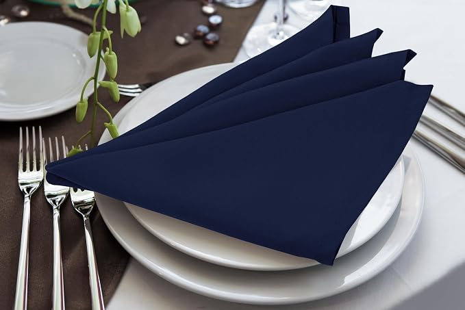 Utopia Home [24 Pack, Navy Blue] Cloth Napkins 17x17 Inches, 100% Polyester | Hemmed Edges, Washable and Reusable Ideal for Parties, Weddings and Dinners - Image 4