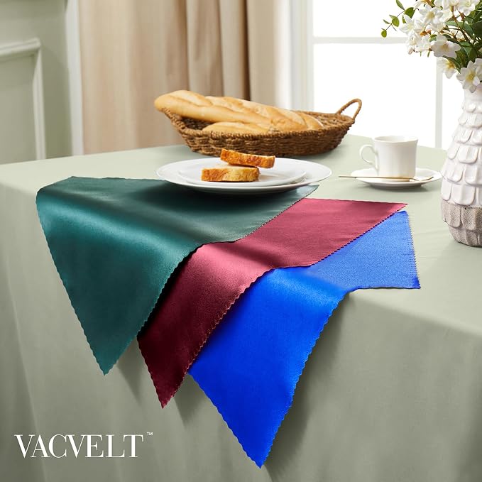 VACVELT 100 Pack Burgundy Scalloped Satin Napkins 17x17 Inch Wedding | Scalloped Floral Edges With Silky Smooth Finish, Seamless Design, Machine Washable Wrinkle And Fade Resistant - Image 4