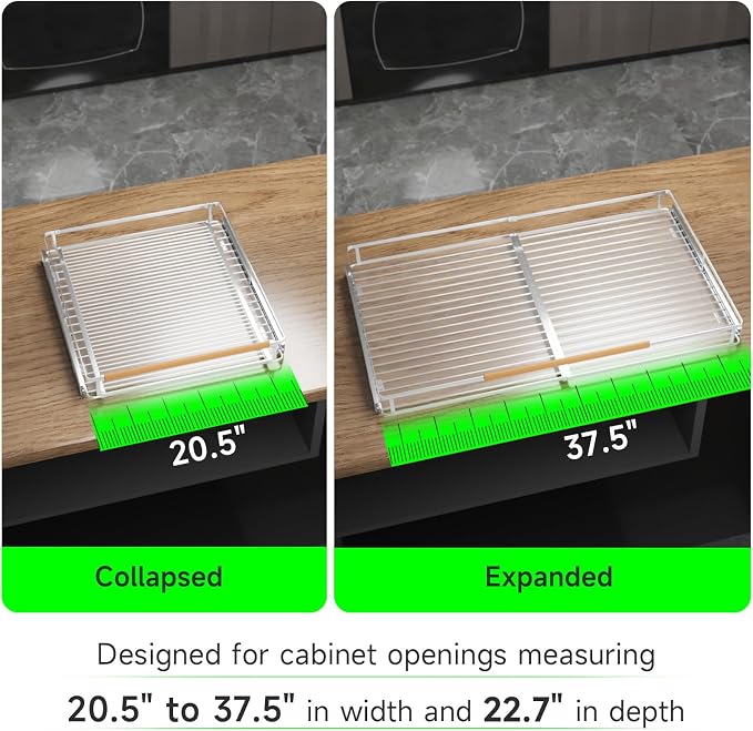 Expandable Pull-Out Cabinet Drawers, Slide-Out Shelves, X-Large 1 PK | Smooth Slide-Out Access, Adjustable Fit, Pull-Out Organization, Small Cabinet Use, Space-Saving - Image 5