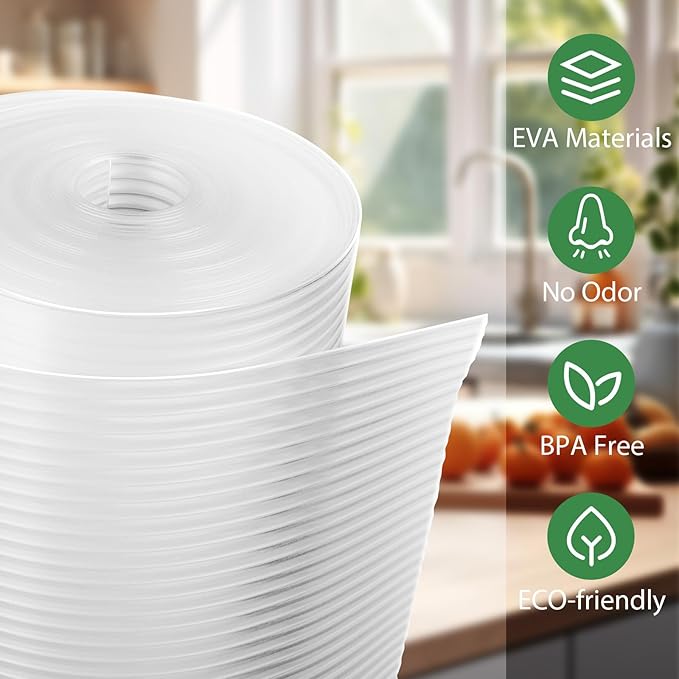 Anoak Shelf Liner Cabinet Liner, Non Adhesive Drawer Liner, Washable 17.5 Inch x 30 FT(360 Inch) Waterproof Durable Non-Slip Shelf Liner for Kitchen, Drawer, Refrigerator Stripe Clear - Image 2