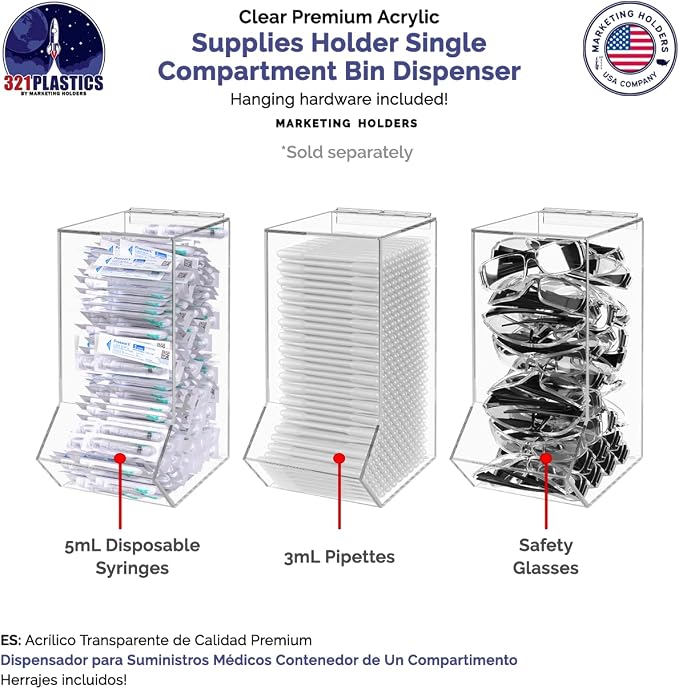 Marketing Holders Clear Dispenser Drop Bin for Retail Medical Facility 6.5" x 14.75" Wall or Counter Storage Display Acrylic Candy Container - Image 4