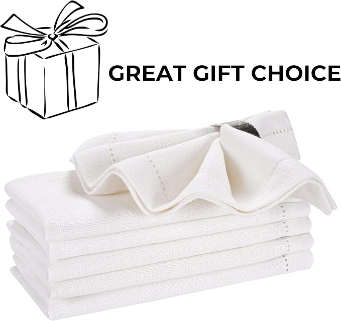 Cloth Dinner Napkins Set of 6 – 100% Cotton White Dinner Napkins 16x16 – Reusable for Easter, Christmas, Weddings, Baby Shower, Parties - Image 6