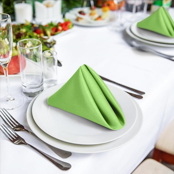 SuperO Set of 40 Cloth Napkins 17 x 17 Inch, Polyester Solid Washable Dinner Napkins with Hemmed Edges,Great for Restaurant, Wedding and Party(Apple Green) - Image 4