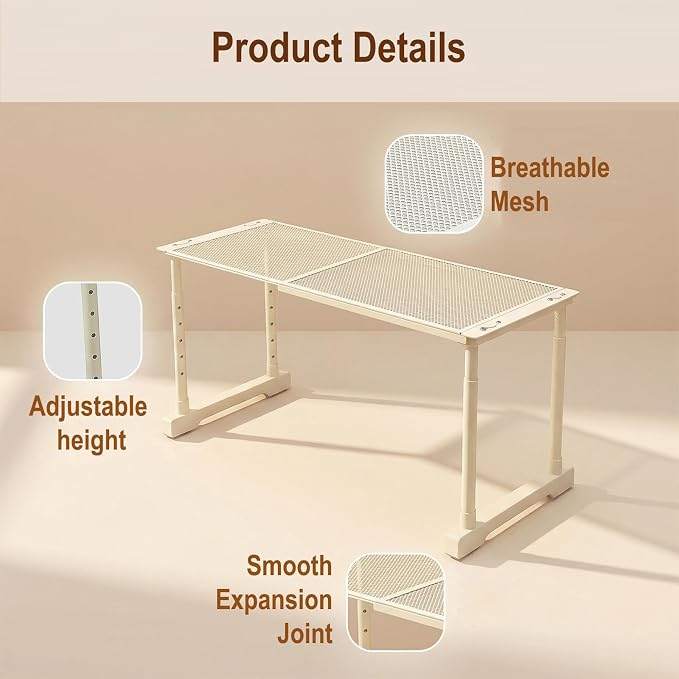 Expandable Cabinet Organizer Shelf, Adjustable Height Under Sink Storage Organizer, Shelf Riser for Kitchen, Bathroom, Wardrobe, Under Sink Counter(Beige) (1) - Image 7