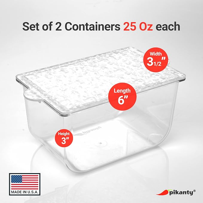 Pikanty Leftover Storage Containers Set of 2, 25 oz Meal Prep and Lunch Containers with Lids, Stackable, Freezer and Dishwasher Safe, Made in USA - Image 2