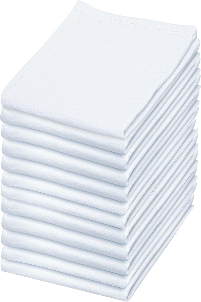 Flour Sack Towels | Tea Towel for Crafts| Kitchen Dish Cotton Blank Towel for Embroidery| Baking Bread Proofing Linen Cover| Super Absorbent Quick Dry| 12 Pack 18"x 28" White by LITOLinenandTowel