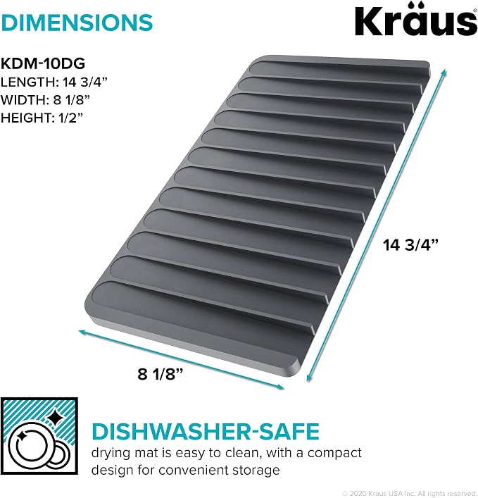 Kraus Roll Up Dish Drying Rack with Self-Draining Silicone Dish Drying Mat and Silicone Soap Dish Holder in Dark Grey, KDM-KRM-10DG - Image 5