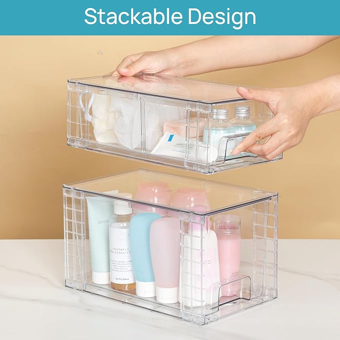 Vtopmart 8 Pack Clear Stackable Storage Drawers - Image 4