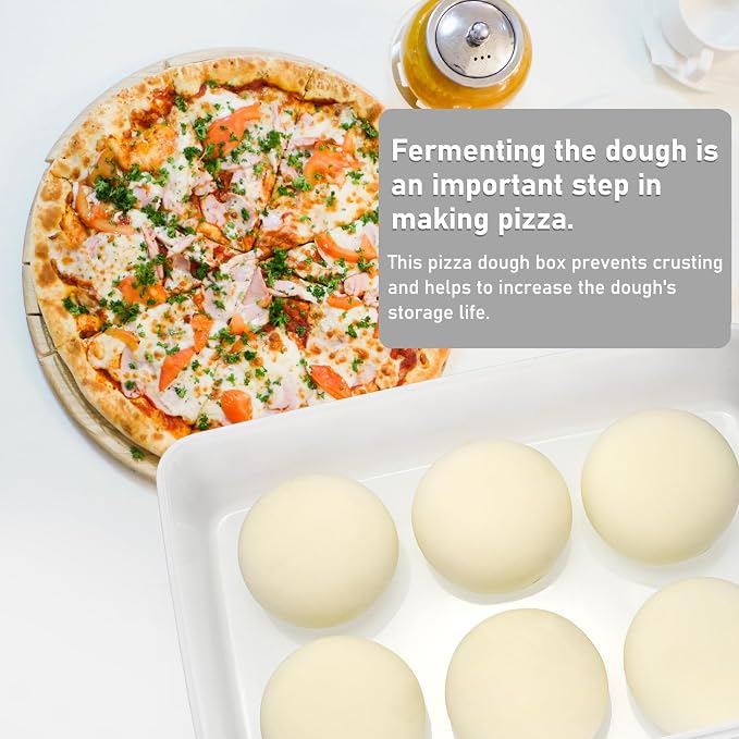 BSTKEY 3 Pack Plastic Pizza Dough Proofing Box with Lid, White Bread Dough Proofing Storage Container Rectangle Food Storage Box Cake Dessert Carrier Organizer (Size L) - Image 2