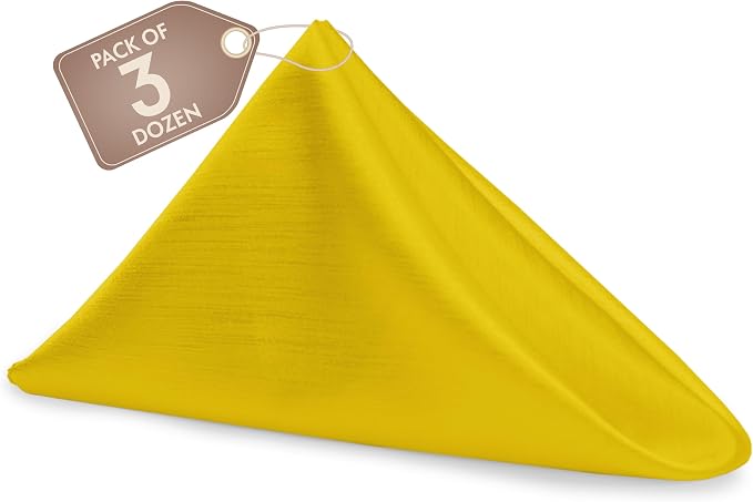 17 x 17-Inch Shantung Satin Cloth Napkins, Lemon Set of 36 by UltimateTextile