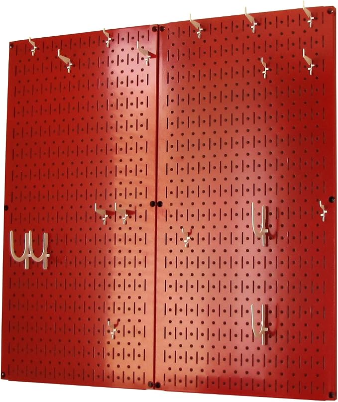 Wall Control Kitchen Pegboard Organizer Pots and Pans Storage Rack Organization Kit with Red Pegboard and White Accessories - Image 2