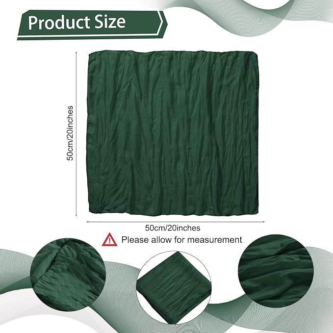 LZY 30 Pack Gauze Cheesecloth Napkins 20x20 Inch Dinner Cloth Napkins, Soft Boho Table Napkins Rustic Wrinkled Cheese Cloth Napkins Bulk for Wedding Party Baby Shower Event Decor (Emerald Green) - Image 2